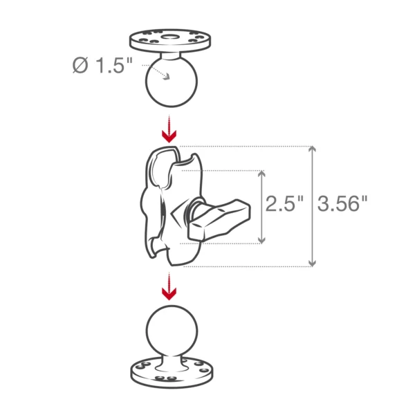 RAM® Double Socket Arm - C Size Short