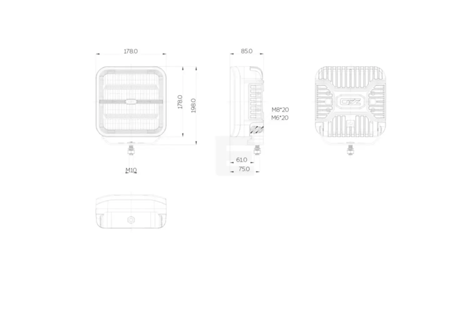 OZZ SQR 7" fjernlys med park- og varsellys - Bilde 10
